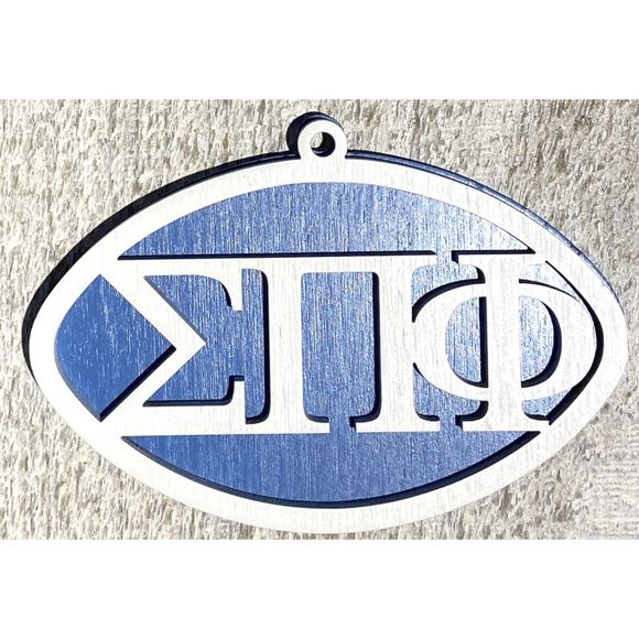 Painted Wood Ornament - 4" Sigma Pi Phi - Blue over White - #191-3213 - Picture 1 of 1
